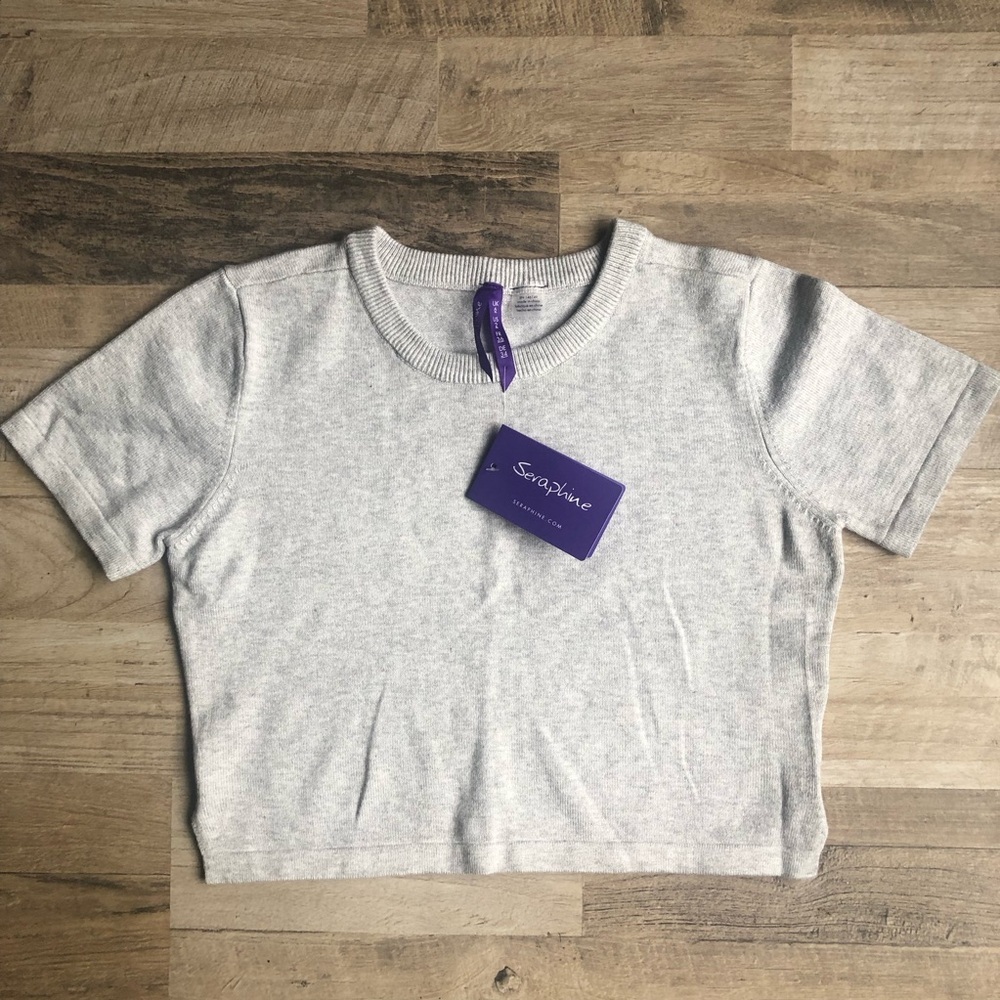 NWT Seraphine Maternity Women’s cropped shirt size 2 small soft gray
